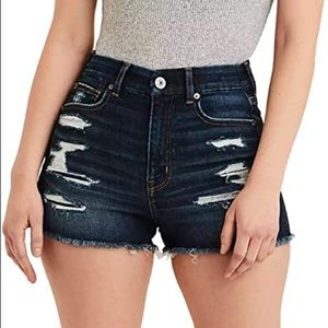 AEO Next Level Stretch Hi-Rise Shortie Dark Wash